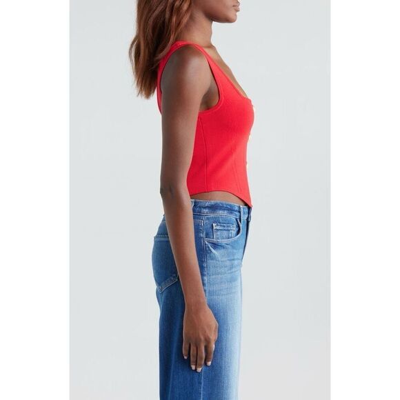 L'agence Women's Scarlet Red Gold Saga Knit Sleeveless Corset Top Size XL NWOT - Picture 15 of 16